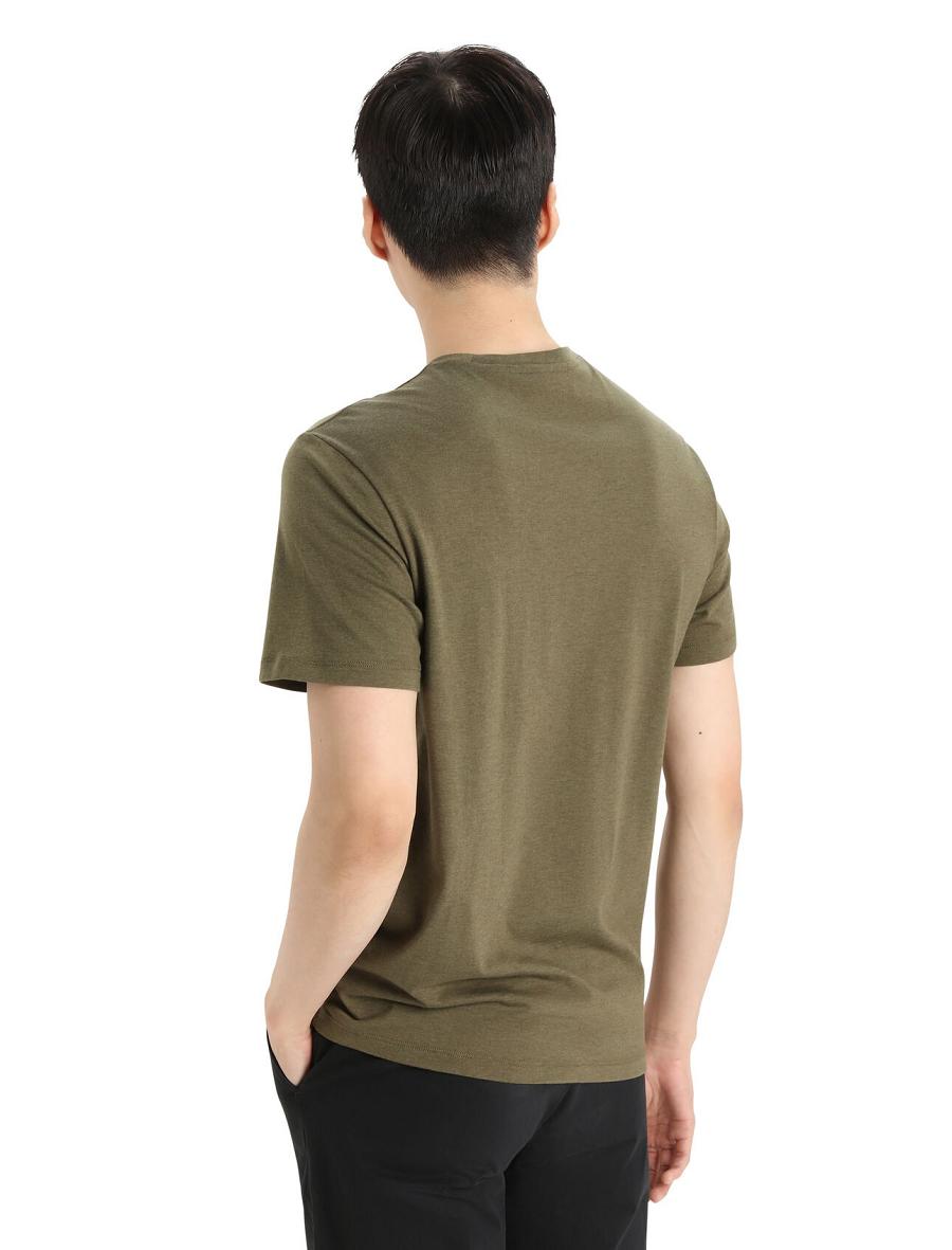 Loden Men's Icebreaker Merino Central Classic Short Sleeve T Shirts | USA 1145GSOL